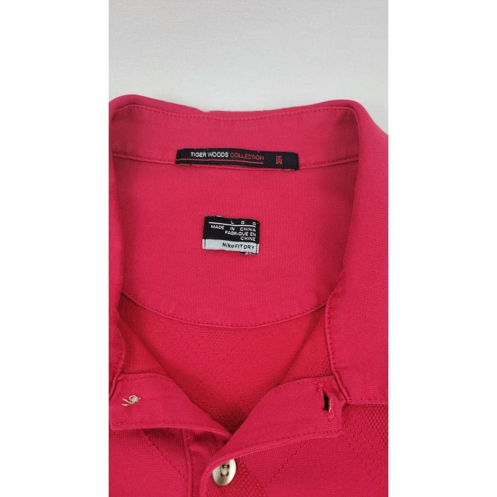 Tiger Woods Collection Nike Fit Dry Golf Polo Shirt Mens Large Red Diamond Check
